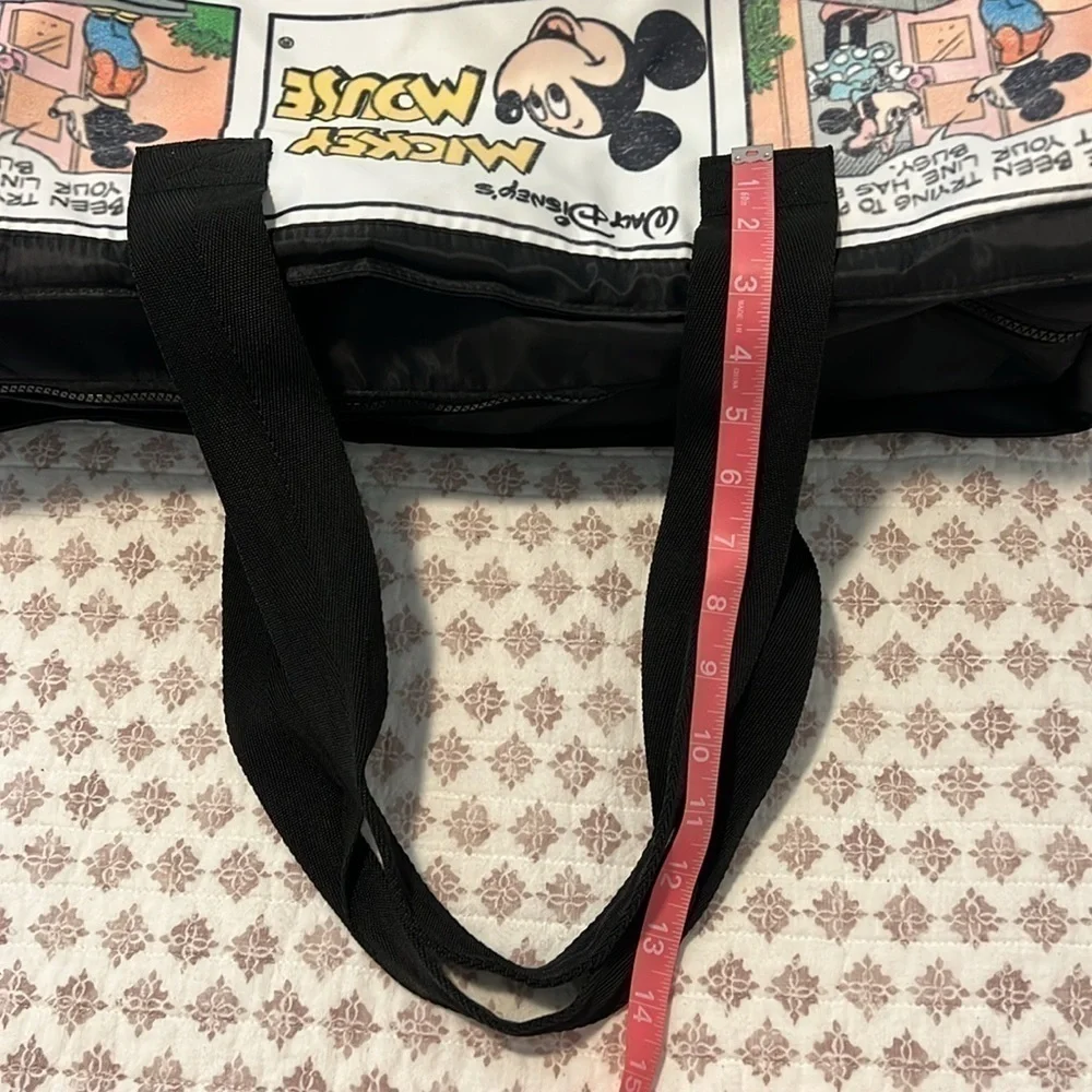 Disney Mickey Minnie Mouse Comic Strip Zipper Tote Travel Overnight Large Bag